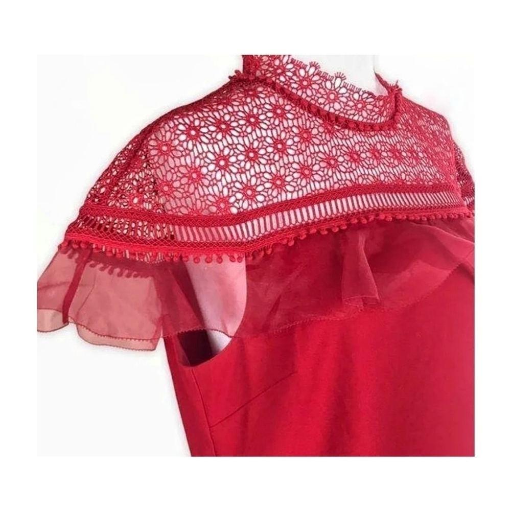 🌸 NEW Ted Baker |Red Ruffle Shift Dress 6 - Picture 5 of 16